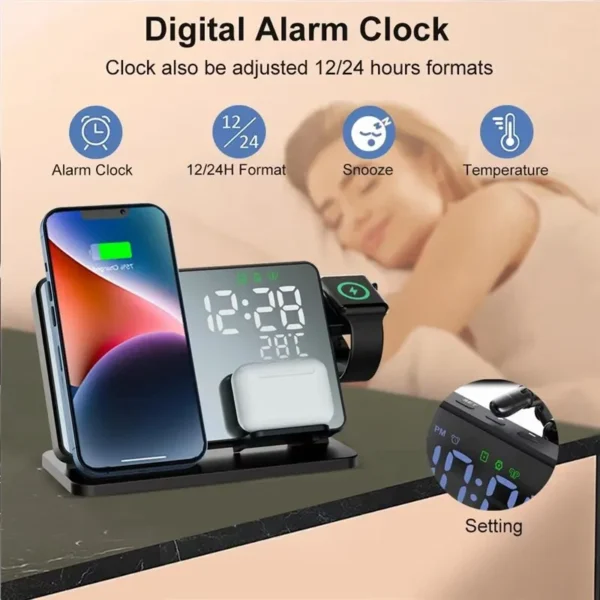 T-G Wireless Charger Stand Alarm Clock